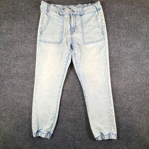Highway Jeans Joggers Womens 13 Blue Denim Stretch Elastic Waist Hem Tapered Leg